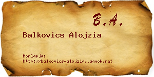 Balkovics Alojzia névjegykártya